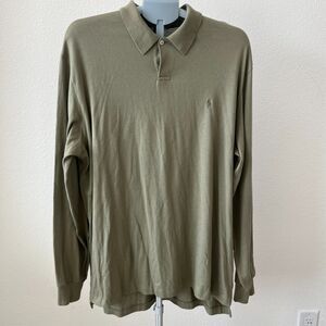 Vintage Polo By Ralph Lauren Long Sleeve Polo Shirt 90s Men's XL Green Soft/Thin